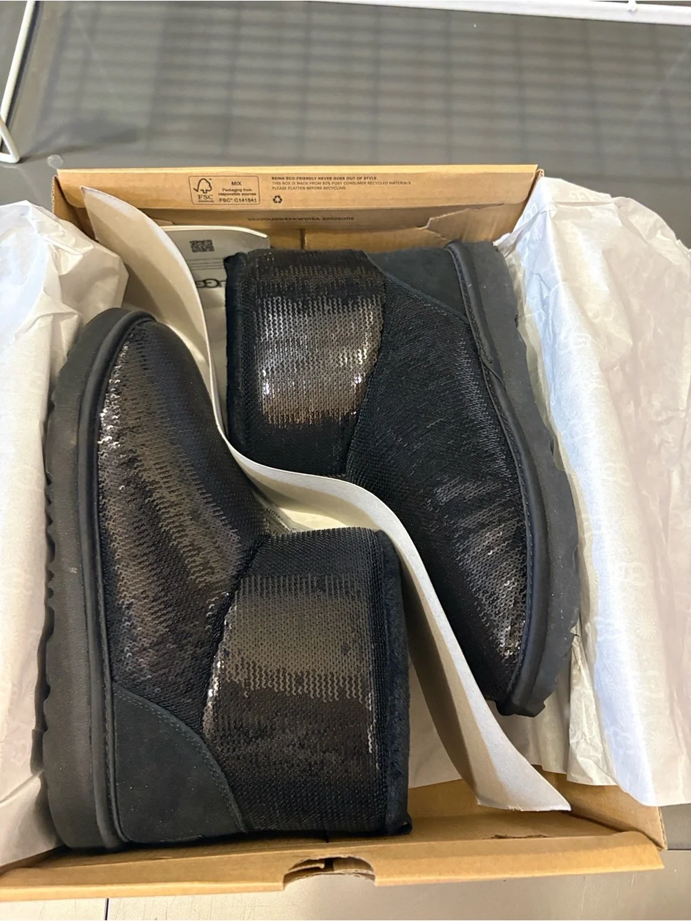 UGG Black Classic Mini sequin Boots for Women or Kids'